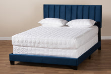 Load image into Gallery viewer, Baxton Studio Clare Glam and Luxe Navy Blue Velvet Fabric Upholstered Full Size Panel Bed with Channel Tufted Headboard
