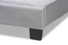 Load image into Gallery viewer, Baxton Studio Clare Glam and Luxe Grey Velvet Fabric Upholstered Queen Size Panel Bed with Channel Tufted Headboard

