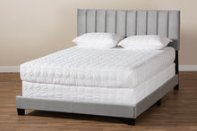 Load image into Gallery viewer, Baxton Studio Clare Glam and Luxe Grey Velvet Fabric Upholstered Queen Size Panel Bed with Channel Tufted Headboard
