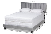 Load image into Gallery viewer, Baxton Studio Clare Glam and Luxe Grey Velvet Fabric Upholstered Queen Size Panel Bed with Channel Tufted Headboard
