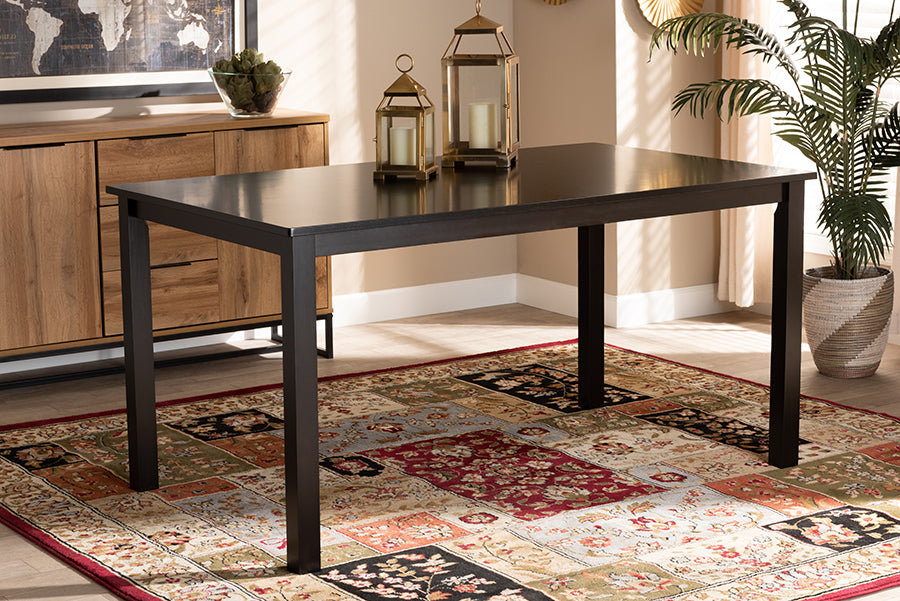 Baxton Studio Eveline Modern and Contemporary Espresso Brown Finished Rectangular Wood Dining Table