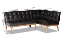 Load image into Gallery viewer, Baxton Studio Arvid Mid-Century Modern Dark Brown Faux Leather Upholstered 2-Piece Wood Dining Nook Banquette Set
