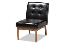 Load image into Gallery viewer, Baxton Studio Arvid Mid-Century Modern Dark Brown Faux Leather Upholstered Wood Dining Chair
