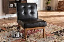 Load image into Gallery viewer, Baxton Studio Arvid Mid-Century Modern Dark Brown Faux Leather Upholstered Wood Dining Chair
