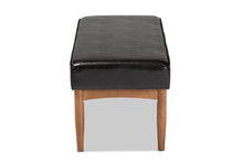 Load image into Gallery viewer, Baxton Studio Arvid Mid-Century Modern Dark Brown Faux Leather Upholstered Wood Dining Bench
