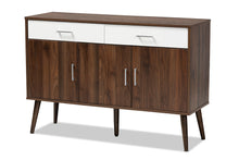 Load image into Gallery viewer, Baxton Studio Leena Mid-Century Modern Two-Tone White and Walnut Brown Finished Wood 2-Drawer Sideboard Buffet
