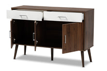 Load image into Gallery viewer, Baxton Studio Leena Mid-Century Modern Two-Tone White and Walnut Brown Finished Wood 2-Drawer Sideboard Buffet
