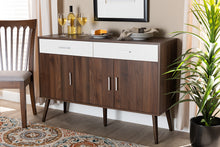 Load image into Gallery viewer, Baxton Studio Leena Mid-Century Modern Two-Tone White and Walnut Brown Finished Wood 2-Drawer Sideboard Buffet
