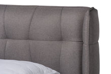 Load image into Gallery viewer, Baxton Studio Gretchen Modern and Contemporary Grey Fabric Upholstered and Walnut Brown Finished Wood Queen Size Platform Wingback Bed
