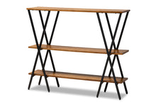 Load image into Gallery viewer, Baxton Studio Norton Rustic and Industrial Walnut Brown Finished Wood and Black Finished Metal Console Table
