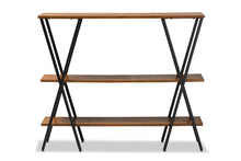 Load image into Gallery viewer, Baxton Studio Norton Rustic and Industrial Walnut Brown Finished Wood and Black Finished Metal Console Table
