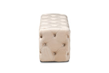 Load image into Gallery viewer, Baxton Studio Jasmine Modern Contemporary Glam and Luxe Beige Velvet Fabric Upholstered Button Tufted Bench Ottoman
