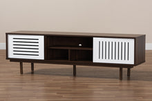 Load image into Gallery viewer, Baxton Studio Meike Mid-Century Modern Two-Tone Walnut Brown and White Finished Wood TV Stand
