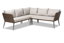 Load image into Gallery viewer, Baxton Studio Lillian Modern and Contemporary Light Grey Upholstered and Brown Finished 5-Piece Woven Rattan Outdoor Patio Set
