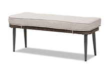 Load image into Gallery viewer, Baxton Studio Lillian Modern and Contemporary Light Grey Upholstered and Brown Finished 5-Piece Woven Rattan Outdoor Patio Set
