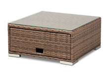 Load image into Gallery viewer, Baxton Studio Addison Modern and Contemporary Light Brown Upholstered and Brown Finished 3-Piece Woven Rattan Outdoor Patio Set with Adjustable Recliner
