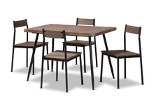 Load image into Gallery viewer, Baxton Studio Mave Modern and Contemporary Walnut Finished Wood and Black Metal 5-Piece Dining Set
