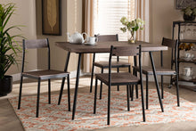 Load image into Gallery viewer, Baxton Studio Mave Modern and Contemporary Walnut Finished Wood and Black Metal 5-Piece Dining Set
