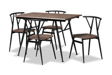 Load image into Gallery viewer, Baxton Studio Ciara Modern and Contemporary Walnut Finished Wood and Black Metal 5-Piece Dining Set
