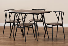 Load image into Gallery viewer, Baxton Studio Ciara Modern and Contemporary Walnut Finished Wood and Black Metal 5-Piece Dining Set
