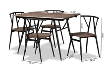 Load image into Gallery viewer, Baxton Studio Ciara Modern and Contemporary Walnut Finished Wood and Black Metal 5-Piece Dining Set
