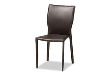 Load image into Gallery viewer, Baxton Studio Heidi Modern and Contemporary Dark Brown Faux Leather Upholstered 4-Piece Dining Chair Set
