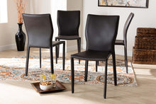 Load image into Gallery viewer, Baxton Studio Heidi Modern and Contemporary Dark Brown Faux Leather Upholstered 4-Piece Dining Chair Set
