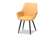 Load image into Gallery viewer, Baxton Studio Astrid Mid-Century Contemporary Tan Faux Leather Upholstered and Black Metal 4-Piece Dining Chair Set
