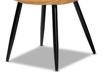 Load image into Gallery viewer, Baxton Studio Astrid Mid-Century Contemporary Tan Faux Leather Upholstered and Black Metal 4-Piece Dining Chair Set
