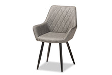 Load image into Gallery viewer, Baxton Studio Astrid Mid-Century Contemporary Grey Faux Leather Upholstered and Black Metal 4-Piece Dining Chair Set
