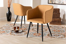 Load image into Gallery viewer, Baxton Studio Eris Mid-Century Contemporary Tan Faux Leather Upholstered and Black Metal 2-Piece Dining Chair Set
