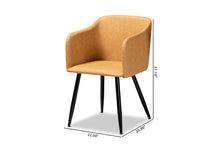 Load image into Gallery viewer, Baxton Studio Eris Mid-Century Contemporary Tan Faux Leather Upholstered and Black Metal 2-Piece Dining Chair Set
