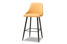 Load image into Gallery viewer, Baxton Studio Walter Mid-Century Contemporary Tan Faux Leather Upholstered and Black Metal 4-Piece Bar Stool Set
