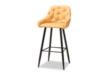 Load image into Gallery viewer, Baxton Studio Catherine Modern and Contemporary Tan Faux Leather Upholstered and Black Metal 4-Piece Bar Stool Set
