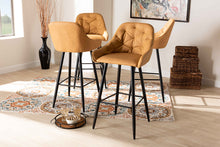 Load image into Gallery viewer, Baxton Studio Catherine Modern and Contemporary Tan Faux Leather Upholstered and Black Metal 4-Piece Bar Stool Set
