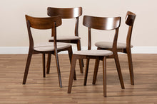 Load image into Gallery viewer, Baxton Studio Iora Mid-Century Modern Transitional Light Beige Fabric Upholstered and Walnut Brown Finished Wood 4-Piece Dining Chair Set
