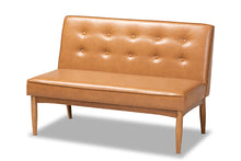Load image into Gallery viewer, Baxton Studio Arvid Mid-Century Modern Tan Faux Leather Upholstered and Walnut Brown Finished Wood 5-Piece Dining Nook Set

