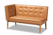 Load image into Gallery viewer, Baxton Studio Arvid Mid-Century Modern Tan Faux Leather Upholstered and Walnut Brown Finished Wood 5-Piece Dining Nook Set
