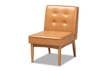 Load image into Gallery viewer, Baxton Studio Arvid Mid-Century Modern Tan Faux Leather Upholstered and Walnut Brown Finished Wood 5-Piece Dining Nook Set
