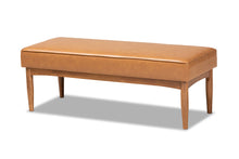 Load image into Gallery viewer, Baxton Studio Arvid Mid-Century Modern Tan Faux Leather Upholstered and Walnut Brown Finished Wood 5-Piece Dining Nook Set
