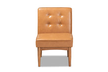 Load image into Gallery viewer, Baxton Studio Arvid Mid-Century Modern Tan Faux Leather Upholstered and Walnut Brown Finished Wood Dining Chair
