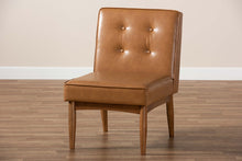 Load image into Gallery viewer, Baxton Studio Arvid Mid-Century Modern Tan Faux Leather Upholstered and Walnut Brown Finished Wood Dining Chair
