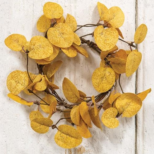 Penny Leaf Candle Ring Mustard 3.5