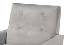 Load image into Gallery viewer, Baxton Studio Perris Mid-Century Modern Grey Velvet Fabric Upholstered and Walnut Brown Finished Wood Lounge Chair
