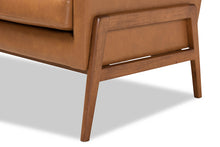 Load image into Gallery viewer, Baxton Studio Perris Mid-Century Modern Tan Faux Leather Upholstered and Walnut Brown Finished Wood Lounge Chair
