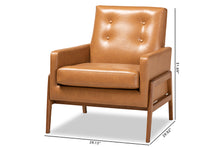 Load image into Gallery viewer, Baxton Studio Perris Mid-Century Modern Tan Faux Leather Upholstered and Walnut Brown Finished Wood Lounge Chair
