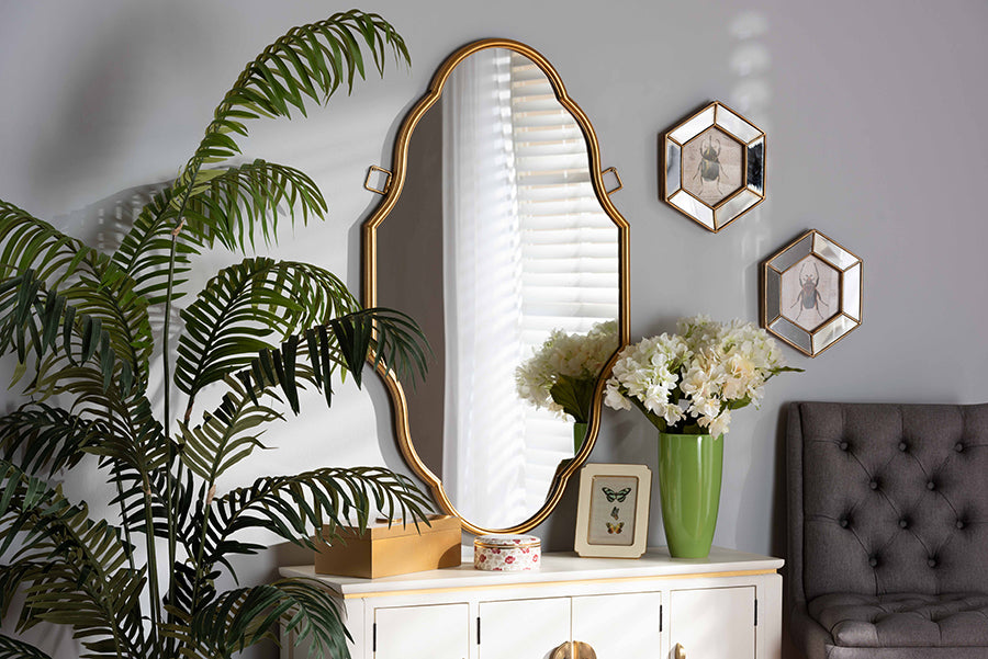 Baxton Studio Dennis Vintage Antique Gold Finished Accent Wall Mirror
