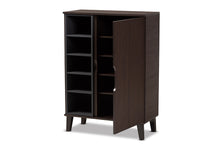 Load image into Gallery viewer, Baxton Studio Idina Mid-Century Modern Two-Tone Dark Brown and Grey Finished Wood 1-Door Shoe Cabinet
