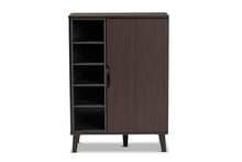 Load image into Gallery viewer, Baxton Studio Idina Mid-Century Modern Two-Tone Dark Brown and Grey Finished Wood 1-Door Shoe Cabinet
