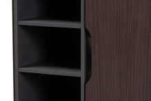 Load image into Gallery viewer, Baxton Studio Idina Mid-Century Modern Two-Tone Dark Brown and Grey Finished Wood 1-Door Shoe Cabinet
